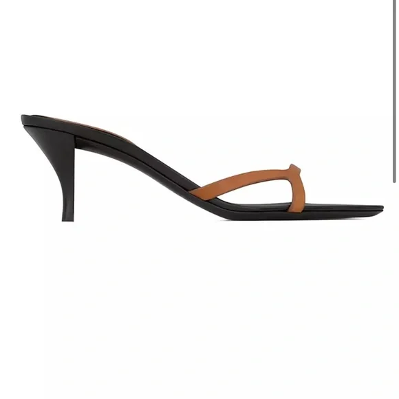Saint Laurent Black and Brown Heeled Sandals - Picture 4 of 9
